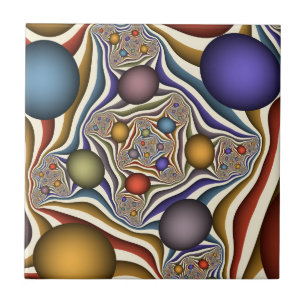 Flying Up Colorful Modern Abstract Fractal Art Ceramic Tile