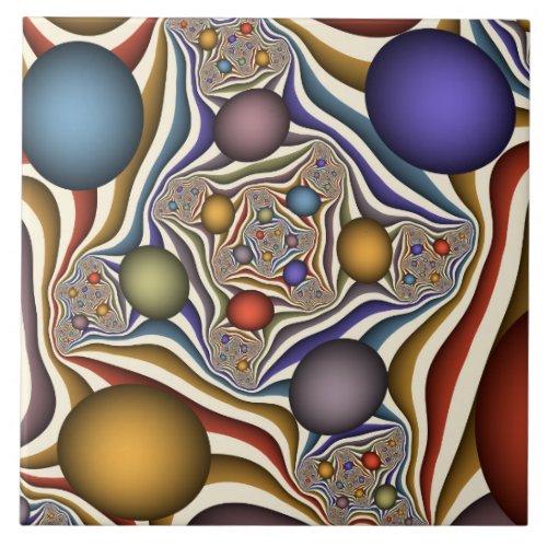 Flying Up Colorful Modern Abstract Fractal Art Ceramic Tile