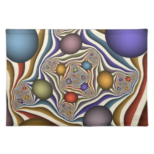 Flying Up, Colorful, Modern, Abstract Fractal Art Cloth Placemat