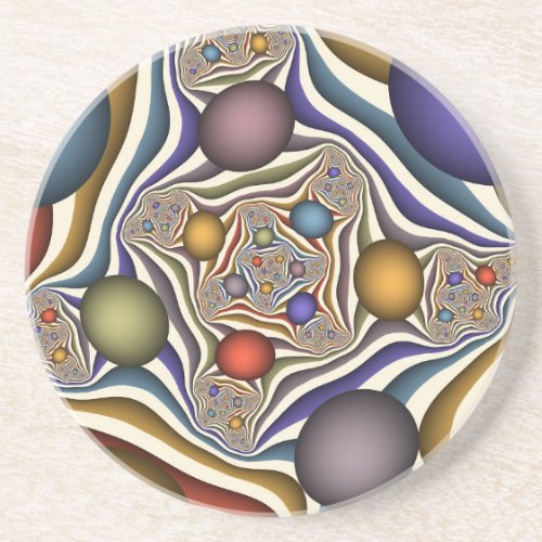 Flying Up Colorful Modern Abstract Fractal Art Coaster