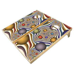 Flying Up, Colorful, Modern, Abstract Fractal Art Cornhole Set