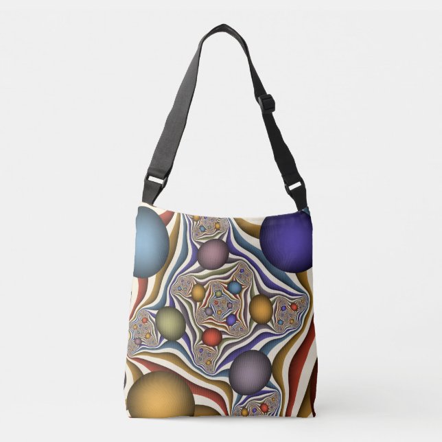 Flying Up Colorful Modern Abstract Fractal Art Crossbody Bag (Front)