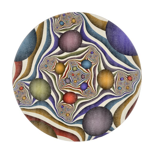 Flying Up Colorful Modern Abstract Fractal Art Cutting Board (Front)