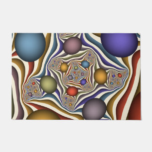 Flying Up, Colorful Modern Abstract Fractal Art Doormat