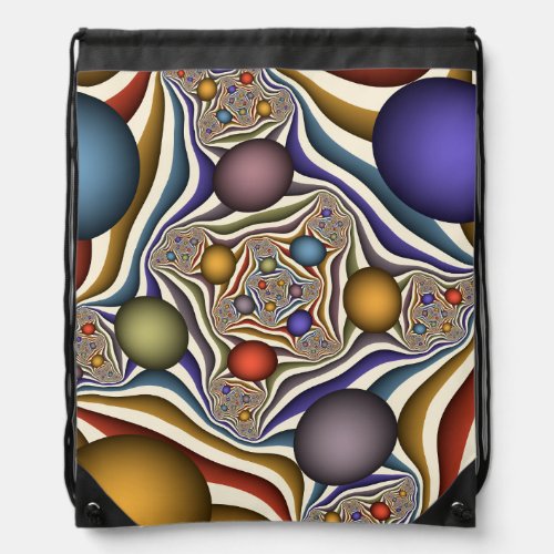 Flying Up Colorful Modern Abstract Fractal Art Drawstring Bag