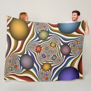 Flying Up, Colorful, Modern, Abstract Fractal Art Fleece Blanket