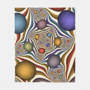 Flying Up, Colorful, Modern, Abstract Fractal Art Fleece Blanket