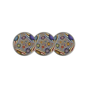 Flying Up, Colorful Modern Abstract Fractal Art Golf Ball Marker