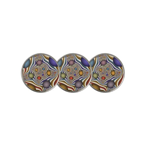 Flying Up Colorful Modern Abstract Fractal Art Golf Ball Marker