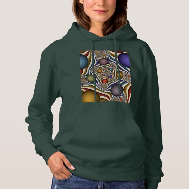 Flying Up, Colorful Modern Abstract Fractal Art Hoodie (Front)