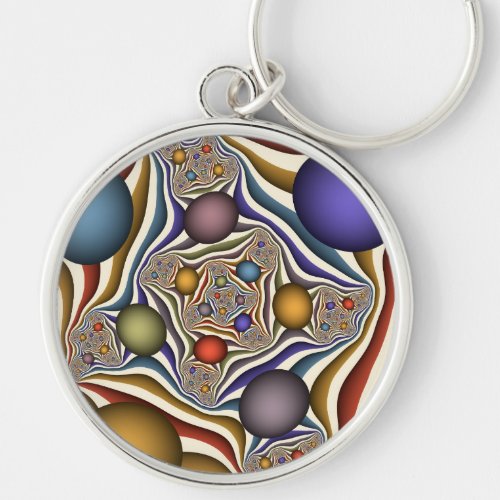 Flying Up Colorful Modern Abstract Fractal Art Keychain