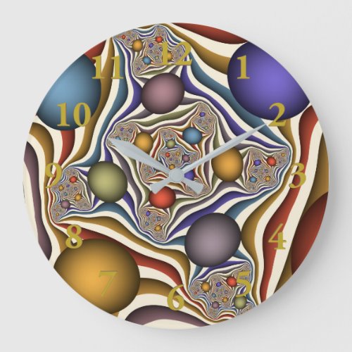 Flying Up Colorful Modern Abstract Fractal Art Large Clock