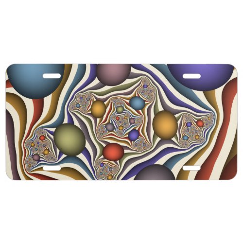 Flying Up Colorful Modern Abstract Fractal Art License Plate