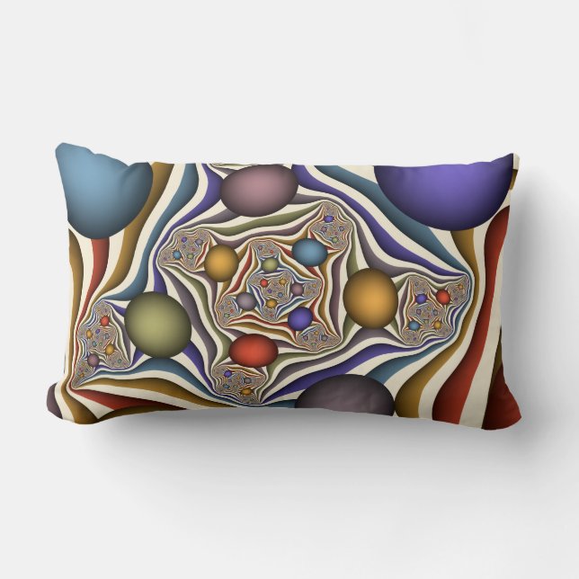 Flying Up, Colorful, Modern, Abstract Fractal Art Lumbar Pillow (Front)