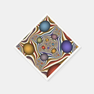 Flying Up, Colorful, Modern, Abstract Fractal Art Napkins