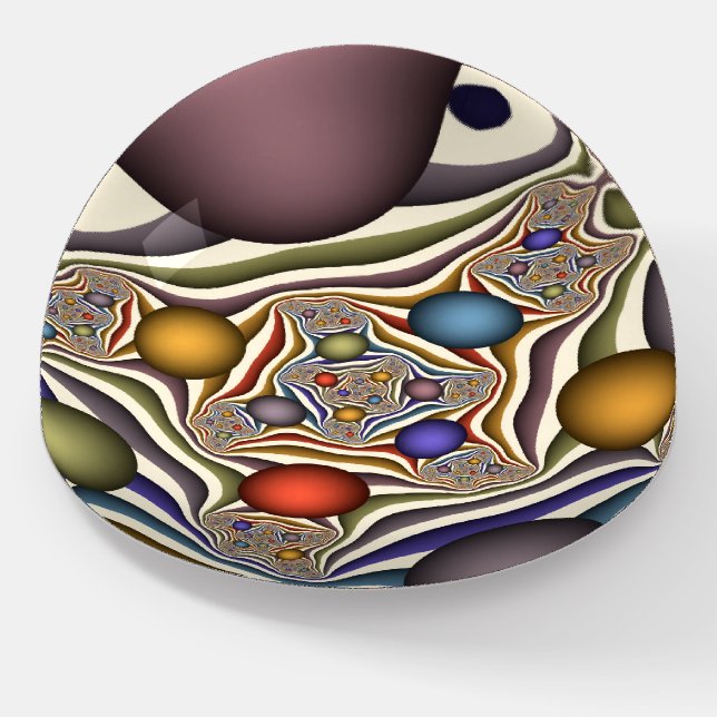 Flying Up Colorful Modern Abstract Fractal Art Paperweight (Angled)