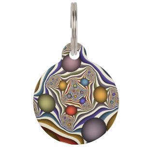 Flying Up Colorful Modern Abstract Fractal Art Pet ID Tag