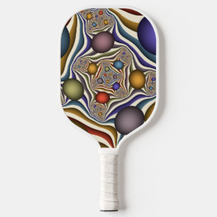 Flying Up, Colorful Modern Abstract Fractal Art Pickleball Paddle