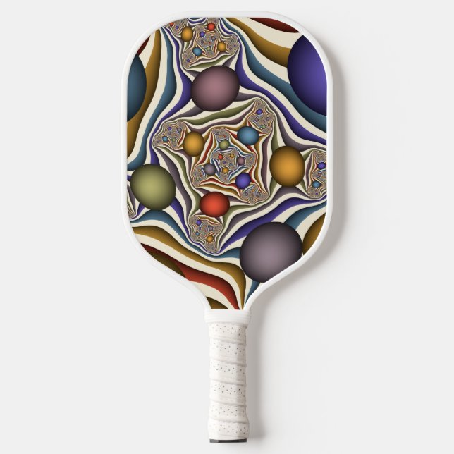 Flying Up, Colorful Modern Abstract Fractal Art Pickleball Paddle (Front)