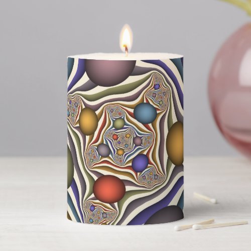 Flying Up Colorful Modern Abstract Fractal Art Pillar Candle