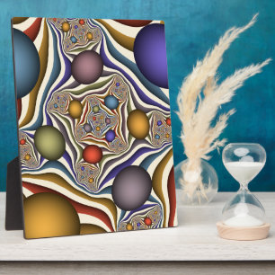 Flying Up, Colorful Modern Abstract Fractal Art Plaque