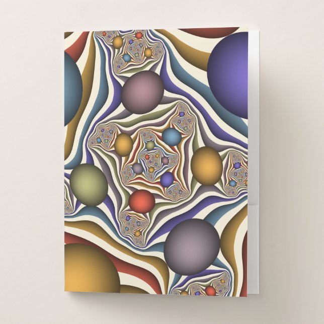Flying Up, Colorful Modern Abstract Fractal Art Pocket Folder (Front)