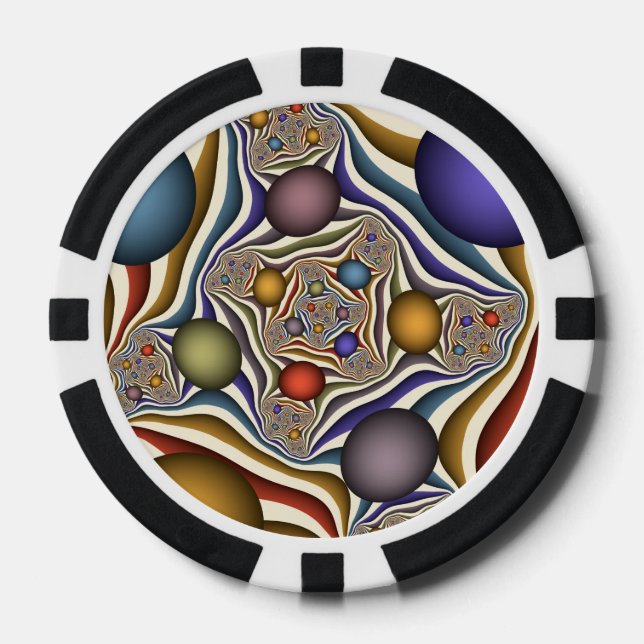 Flying Up, Colorful Modern Abstract Fractal Art Poker Chips (Front)
