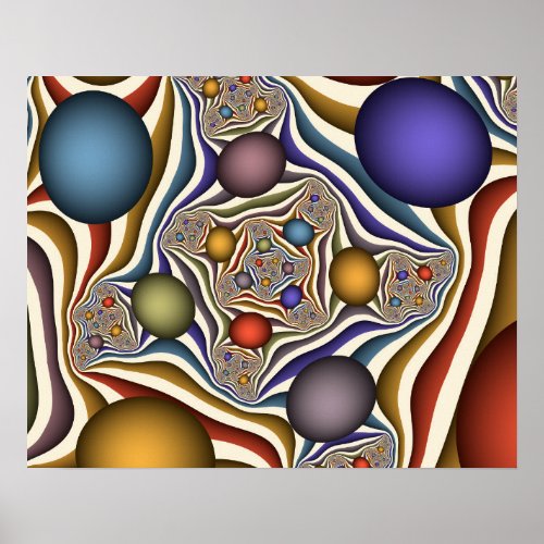 Flying Up Colorful Modern Abstract Fractal Art Poster