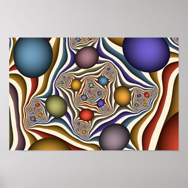 Flying Up, Colorful, Modern, Abstract Fractal Art Poster (Front)