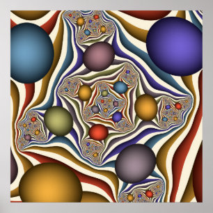 Flying Up, Colorful Modern Abstract Fractal Art Poster