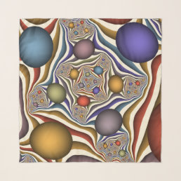 Flying Up, Colorful Modern Abstract Fractal Art Scarf