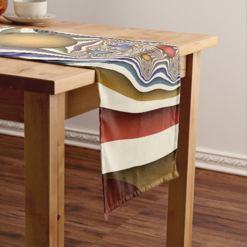 Flying Up Colorful Modern Abstract Fractal Art Short Table Runner