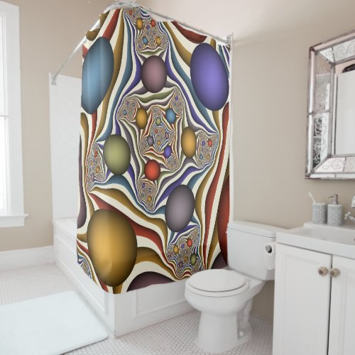 Flying Up Colorful Modern Abstract Fractal Art Shower Curtain