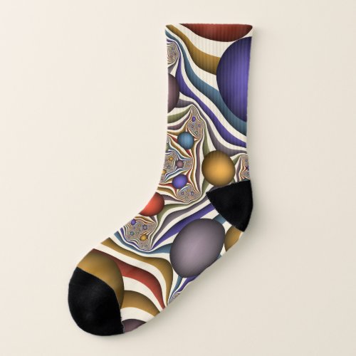 Flying Up Colorful Modern Abstract Fractal Art Socks