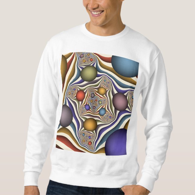 Flying Up Colorful Modern Abstract Fractal Art Sweatshirt (Front)