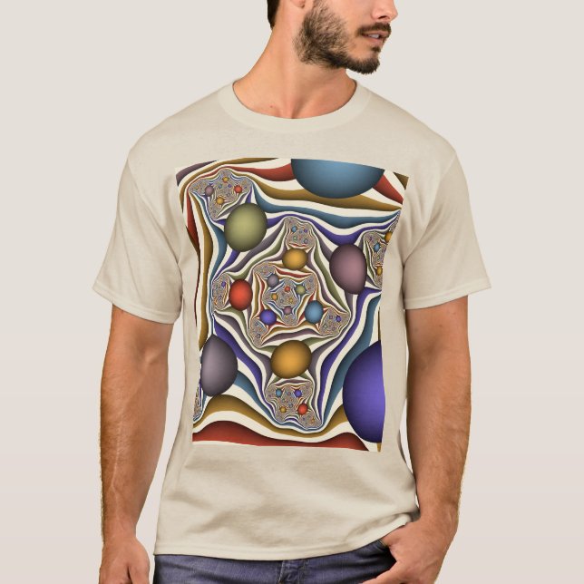 Flying Up, Colorful Modern Abstract Fractal Art T-Shirt (Front)