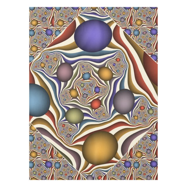 Flying Up, Colorful, Modern, Abstract Fractal Art Tablecloth (Front)