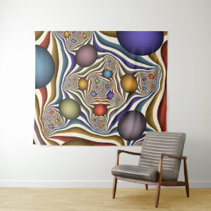 Flying Up Colorful Modern Abstract Fractal Art Tapestry