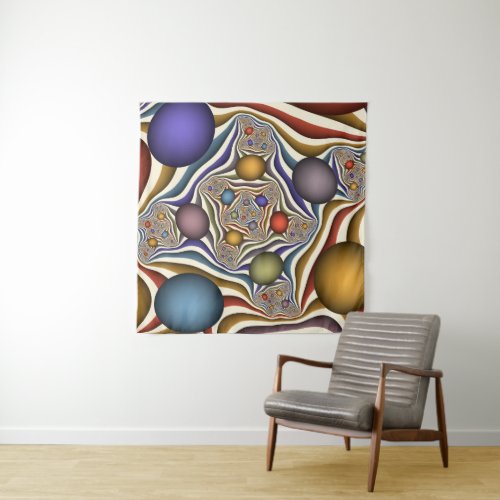 Flying Up Colorful Modern Abstract Fractal Art Tapestry