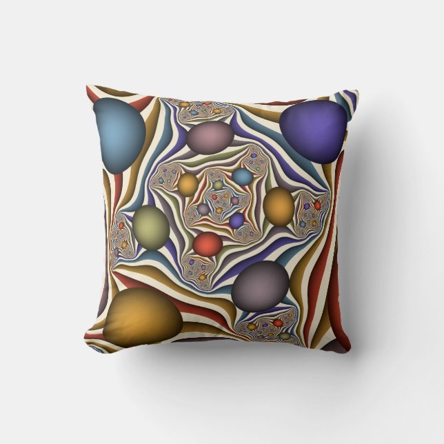 Flying Up, Colorful, Modern, Abstract Fractal Art Throw Pillow (Front)