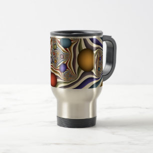 Flying Up, Colorful, Modern, Abstract Fractal Art Travel Mug