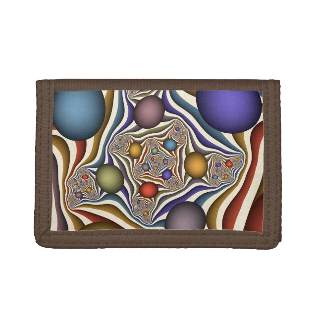 Flying Up, Colorful Modern Abstract Fractal Art Trifold Wallet (Front)