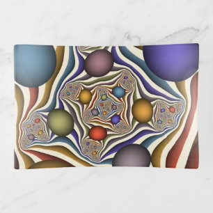 Flying Up Colorful Modern Abstract Fractal Art Trinket Tray