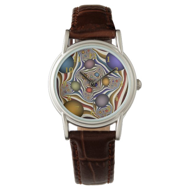 Flying Up Colorful Modern Abstract Fractal Art Watch (Front)