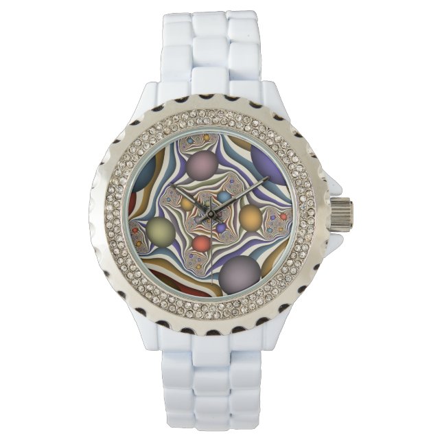 Flying Up Colorful Modern Abstract Fractal Art Watch (Front)