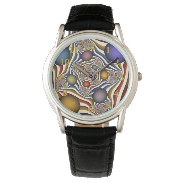 Flying Up Colorful Modern Abstract Fractal Art Watch (Front)