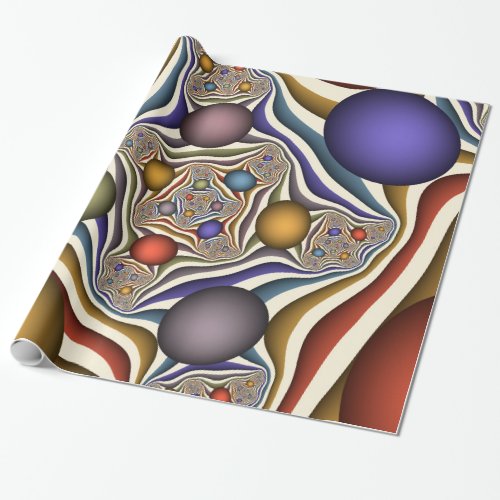 Flying Up Colorful Modern Abstract Fractal Art Wrapping Paper