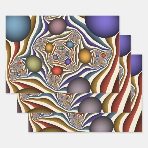 Flying Up Colorful Modern Abstract Fractal Art Wrapping Paper Sheets