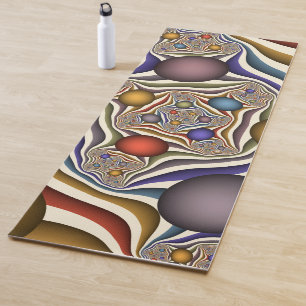 Flying Up, Colorful Modern Abstract Fractal Art Yoga Mat