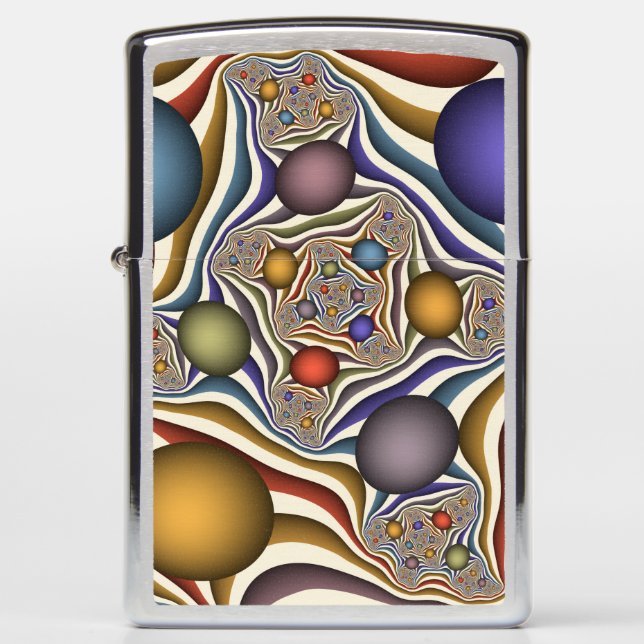 Flying Up, Colorful, Modern, Abstract Fractal Art Zippo Lighter (Front)